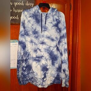 A Hooey Blue Tie-Dye Hoodie in a ladie's size medium. EUC
